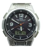 シチズン CITIZEN キューアンドキュー Q&Q UP02 SOLARMATE ソーラーメイト 腕時計 ウォッチ アナデジ ロゴ カレンダー付き シルバー色 ■GY18 /MQ
