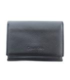 カルバンクライン CALVIN KLEIN 美品 カードケース メンズ レザー 型押しロゴ 黒 ブラック /YJ ■GY18