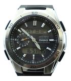 カシオ CASIO WVA-M650 wave ceptor 腕時計 ウォッチ ソーラー アナデジ ロゴ シルバー色 ■GY18 /MQ