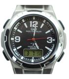 カシオ CASIO キューアンドキュー Q&Q MD08-205 SOLARMATE ソーラーメイト 腕時計 ウォッチ カレンダー付き 黒文字盤 ロゴ シルバー色 ■GY18 /MQ
