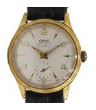 オリス ORIS 7312 腕時計 ウォッチ 手巻き ロゴ レザーベルト スモセコ 白文字盤 ゴールド色 ■GY11 /MQ