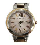 シチズン CITIZEN H058-T016553 クロスシー 腕時計 ウォッチ ソーラー ピンク文字盤 カレンダー付き ロゴ シルバー色 ■GY11 /MQ