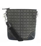 1584 ショルダーバッグ 斜めがけ ロゴ キャンバス レザー シグネチャー 黒 ブラック ■GY18 /MQ