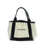 バレンシアガ BALENCIAGA ネイビーカバス 339933 ハンドバッグ トート キャンバス レザー ロゴ ポーチ付き ベージュ 黒 ブラック ■GY18 /MQ