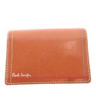 ポールスミス PAUL SMITH カードケース 名刺入れ 型押しロゴ レザー ステッチ 茶 ブラウン /FF ■GY11