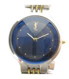 イヴサンローラン YVES SAINT LAURENT 5421-H10058 腕時計 ウォッチ クォーツ 青文字盤 カットガラス シルバー色 ■GY18 /MQ