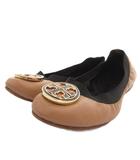 トリーバーチ TORY BURCH バレエシューズ フラット ダブルTロゴ プレート レザー 5.5M 茶 ブラウン /FF ■GY11