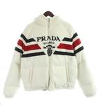 プラダ PRADA ダウンジャケット フード ウール カシミヤ 混紡 ロゴ ジャガードニット カシミア混 L アイボリー SGC017 S212 10PA /MW ■GY17