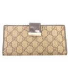 グッチ GUCCI 二つ折り長財布 ウォレット GGスプリーム PVC レザー 革 グレー 212096・478442 /JS ■GY18