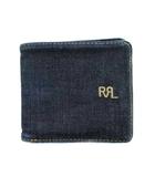 二つ折り財布 札入れ デニム ロゴ 紺 ネイビー ■GY18 /MQ