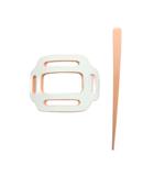 エルメス HERMES ホーン ラッカー ヘアアクセサリー ロゴ 髪留め かんざし 白 ホワイト オレンジ ■GY18 /MQ ■OH