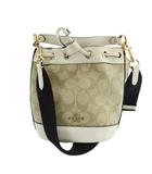 コーチ COACH C5121 ハンド ショルダーバッグ 2WAY 斜めがけ 巾着 PVC レザー シグネチャー ロゴ ベージュ ■GY18 /MQ