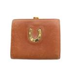 グッチ GUCCI 二つ折り財布 ウォレット レザー キャメル ロゴ ゴールド金具 茶 ブラウン ■GY18 /MQ ■OH