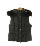 バーバリー ロンドン BURBERRY LONDON ダウンベスト ブルーフォックスファー フード付き 40 ブラック /ES ■GY18