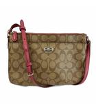 コーチ COACH ショルダーバッグ PVC レザー シグネチャー ロゴ シルバー金具 茶色 ブラウン ピンク F52657 /XZ ■GY13
