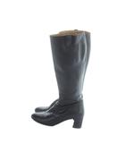 サルヴァトーレフェラガモ Salvatore Ferragamo ロングブーツ チャンキー レザー ロゴ ラウンドトゥ 6.5 黒 ブラック ■GY18 /MQ