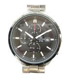 カシオ CASIO EFR-512 腕時計 ウォッチ クォーツ デイト カレンダー付き クロノグラフ 黒文字盤 シルバー色 ■GY18 /MQ