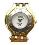 エムシーエム MCM 腕時計 ウォッチ クォーツ ラウンド レザーベルト 白文字盤 ゴールド色 ■GY11 /MQ