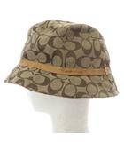 コーチ COACH 帽子 バケットハット シグネチャー キャンバス レザー M/L ブラウン /YO25 ■GY11