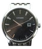 シチズン CITIZEN E111-S067901 腕時計 ウォッチ エコドライブ カレンダー付き デイト 黒文字盤 シルバー色 ■GY18 /MQ