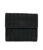 ブルガリ BVLGARI ロゴマニア 財布 二つ折り キャンバス レザー Wホック ロゴ 総柄 黒 ブラック /XZ ■GY11