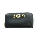 グッチ GUCCI ZUMI ズゥミ 長財布 ウォレット ロゴ レザー ラウンドファスナー 黒 ブラック ■GY18 /MQ ■OH