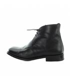 チャッカブーツ ショート スクエアトゥ ロゴ レザー 7.5 26cm 黒 ブラック  ■GY17 /MQ