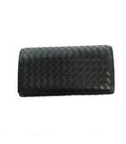ボッテガヴェネタ BOTTEGA VENETA イントレチャート 長財布 ウォレット ロゴ 黒 ブラック ■GY18 /MQ