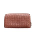 ボッテガヴェネタ BOTTEGA VENETA イントレチャート 長財布 ウォレット レザー ラウンドファスナー ロゴ 赤 レッド ■GY99 /MQ
