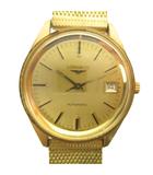 ロンジン LONGINES AUTOMATIC 腕時計 ウォッチ 自動巻き カレンダー付き デイト 社外バンド ゴールドカラー 金色 ■GY18 /MQ