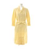 ブルックスブラザーズ BROOKS BROTHERS ワンピース ロング アイリッシュリネン100% オープンカラー 0 イエローベージュ /ES