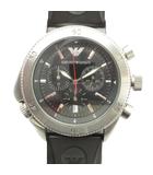 エンポリオアルマーニ EMPORIO ARMANI AR-0548 腕時計 ウォッチ クォーツ クロノグラフ カレンダー付き 黒文字盤 シルバー色 ■GY18 /MQ