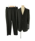 シングルスーツ セットアップ テーラードジャケット 背抜き テーパードパンツ スラックス ジップフライ ストライプ柄 ウール XL 黒 ブラック /BB