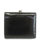 プラダ PRADA コンパクトウォレット 財布 二つ折り がま口 レザー ロゴ 型押し 黒 ブラック /XZ ■GY11