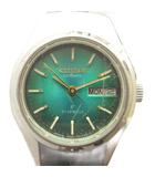シチズン CITIZEN ジャンク品 4-700333 腕時計 ウォッチ 手巻き 緑文字盤 カレンダー付き カットガラス シルバー色 ■GY18 /MQ