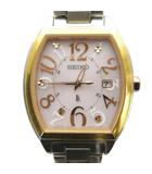 セイコー SEIKO 1B22-0BB0 LUKIA ルキア 腕時計 ソーラー ウォッチ ピンク文字盤 カレンダー付き デイト シルバー色 ゴールド色 ■GY18 /MQ