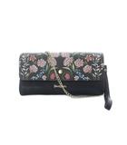 デシグアル Desigual ショルダーバッグ 黒 ブラック 花柄 植物柄 ウォレット レザー ロゴ チェーンストラップ /RI ■OS