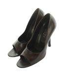 グッチ GUCCI パンプス オープントゥ ピンヒール レザー 35.5C 22.5cm ダークブラウン /MI ■GY11