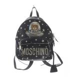 モスキーノ MOSCHINO リュックサック レザー  PVC テディベア UFO 黒 ブラック /SR ■GY18
