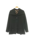 ラルフローレン RALPH LAUREN ジャケット 上着 絹 シルク カシミヤ L 黒 ブラック 長袖 ショールカラー アニマル柄 /AZ ■GY11