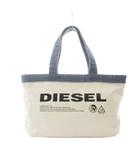 ディーゼル DIESEL トートバッグ 白 ホワイト 青 ロゴプリント デニム切り替え ■GY18 /RI ■OS