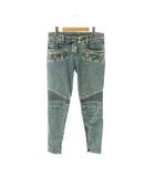 バルマン BALMAIN デニムパンツ ジーンズ バイカー USED加工 36 ブルー /DF ■GY18