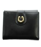 グッチ GUCCI ホースシュー 二つ折り財布 小銭入れ レザー ゴールド金具 黒 ブラック /AN15 ■GY11 ■OH