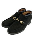 グッチ GUCCI チャッカブーツ スエード ホースビット ゴールド金具 36 23㎝ 黒 ブラック /XZ ■GY18