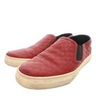 グッチ GUCCI スリッポン シューズ レザー GG柄 サイドゴア 37 赤 レッド /FF ■GY18