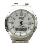 カシオ CASIO WVA-M480 腕時計 ウォッチ ソーラー 白文字盤 カレンダー付き シルバー色 ■GY11 /MQ