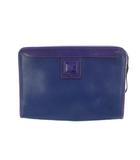 セリーヌ CELINE クラッチバッグ セカンド レザー ロゴ 青 ブルー 紫 ■GY18 /MQ ■OH