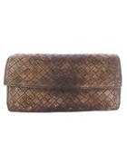 ボッテガヴェネタ BOTTEGA VENETA 長財布 二つ折り財布 イントレチャート レザー 茶 ブラウン 150509 /TK ■OH ■GY17