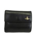 ヴィヴィアンウエストウッド Vivienne Westwood 財布 二つ折り がま口 レザー オーブ ロゴ ゴールド金具 黒 ブラック /XZ ■GY18