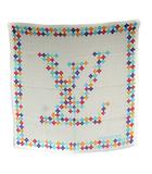 ルイヴィトン LOUIS VUITTON モノグラムマルチカラー スカーフ ロゴ 総柄 シルク 絹 水色 ライトブルー 青 ブルー 赤 レッド 白 ホワイト /AN65 ■GY18 ■OH